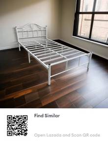 Black White Metal Single Bed Katil Bujang Hitam Pu