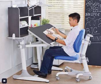 Adjustable Study Desk with Shelves and Lamp TOMATO