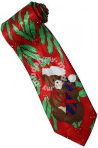 Christmas Santa Claus Xmas #30 Bear RED Neck Tie