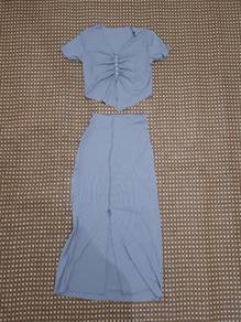 Blue One Set Top & Skirt