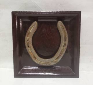 Vintage Horseshoe on Wooden Plaque hanging from th