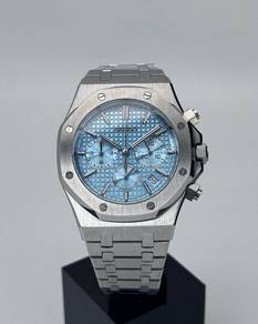 Custom Seiko Mod 42mm Ice Blue Quartz Chronograph
