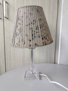 Elegant Crystal-Base Table Lamp with Floral Pleate