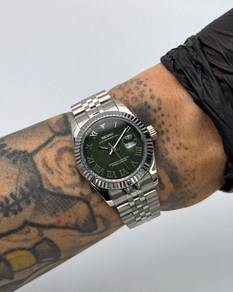 Custom Seiko Mod 31mm Dark Green Roman DateJust