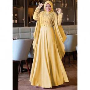 Annora Maxi long sleeve dress black yellow grey