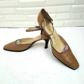 Prada Ankle Strap Brown Leather Heels