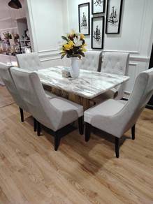 Set Meja Makan Marble + 6 Kerusi