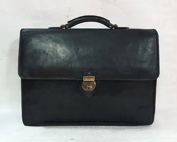 Vintage MANCHESTER Black Leather Briefcase Office