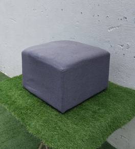 YE96B Kerusi Bangku Square Stool Chair Fabric Grey