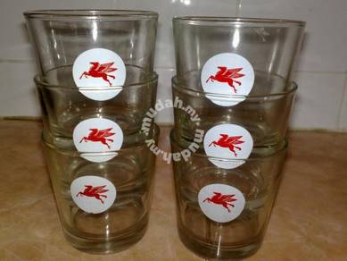 Cawan gelas vintage Mobil glass cup