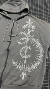 1 of 1 hand painted gray hoodie double zipper
