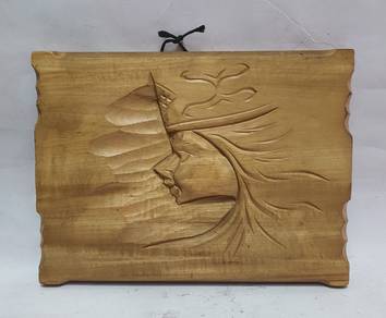 Japanese Wooden Carving Woman Face Primitive Indig