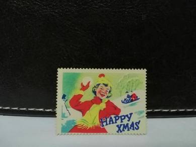 Vintage Stamp Happy Christmas, winter