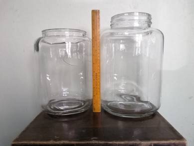 2 Vintage Big Glass Jars