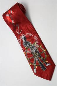 Sailor Girl Ship Wheel Anchor RED Cartoon Neck Tie