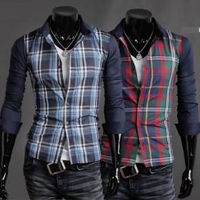 P1234 KEMEJA BIRU MERAH HIJAU LONG SLEEVE SHiRT