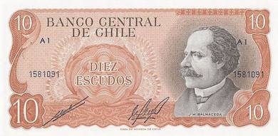 Chile 10 Escudos ( 1967 ) - Pick 143 unc