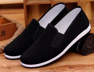 R0268 Black Loafer Canvas Slip On Casual Shoes