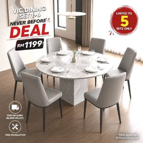 VIC Marble Dining Set 1+6