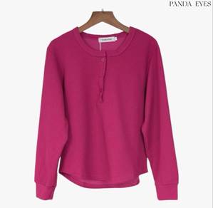 Pandaeyes Lisa Waffle Roundneck Button Blouse