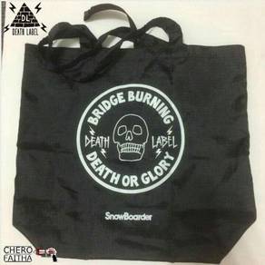Death Label snowboarder tote bag 16x15(H)