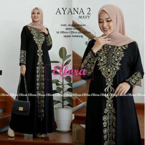 Ayana 2 Ellora Jubah Abaya dress black gold