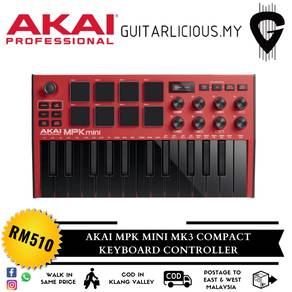 Akai Mini Mk3 Compact Keyboard Controller, Red