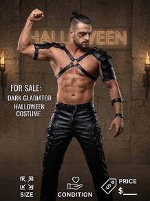 Men's Dark Gladiator Halloween Costume Set