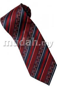 ER6 Red Black Batik Striped Formal Neck Tie