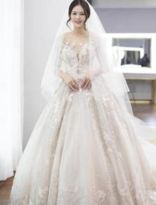 White long sleeve wedding bridal dress gown RB1410