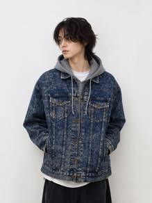Browny Hooded Denim Jacket Acid Wash Japan