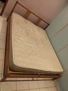 Queen Size Ikea Wood Bed + 5" Firm Mattress 2 sets