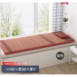 Light Brown Foldable Bed Frame Katil Besi Single