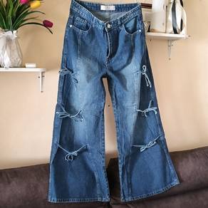 Seluar Jeans Palazzo Wanita | Wide Jeans Women | R