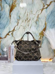 Coach OP Art Brooke Metallic Olive Signature Logo
