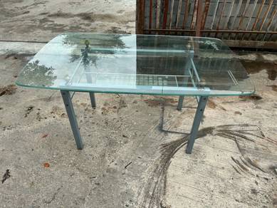 5x3ft Steel Frame Glass Dining Table Meja Makan