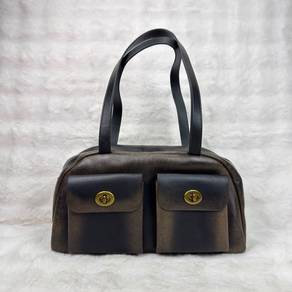 Coach Brown Twin Turnlock in Loved Leather Top Bag