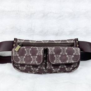 Celine Macadam pattern beltbag brownish red denim