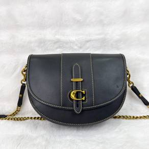 Authentic Coach Black Brass Saddle 20 Chain bag