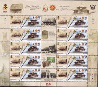 Mint stamp Sheet Sarawak Legislative Assembly 2017