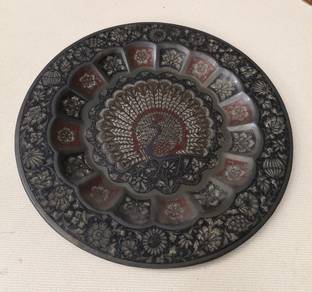 Brass round wall decor peacock motiff