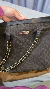 Authentic Gucci GG Denim Capri Chain Tote
