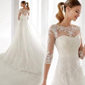 White long sleeve wedding bridal dress RB2118
