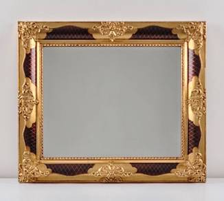 Ornate Gold and Burgundy Decorative Wall Mirror