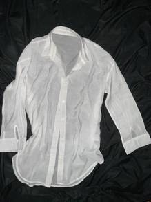 Preloved] Kemeja Sheer White Outerwear ✨