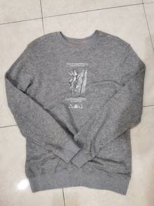 Grey Crewneck Sweatshirt with Graphic Print
