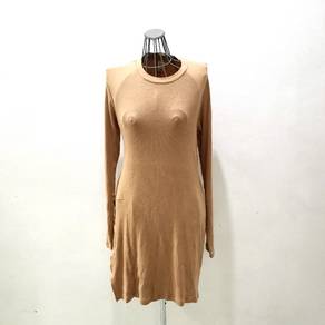 Uniqlo brown long sleeve ribbed side dress