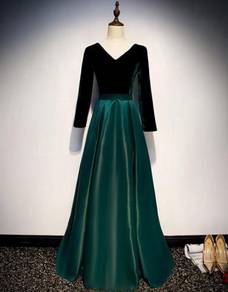 Green velvet long sleeve prom wedding dress RBP150