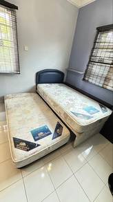 Pull-out Trundle Single Bed Frame with Mattres