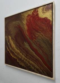Red Gold painting with Frame 
